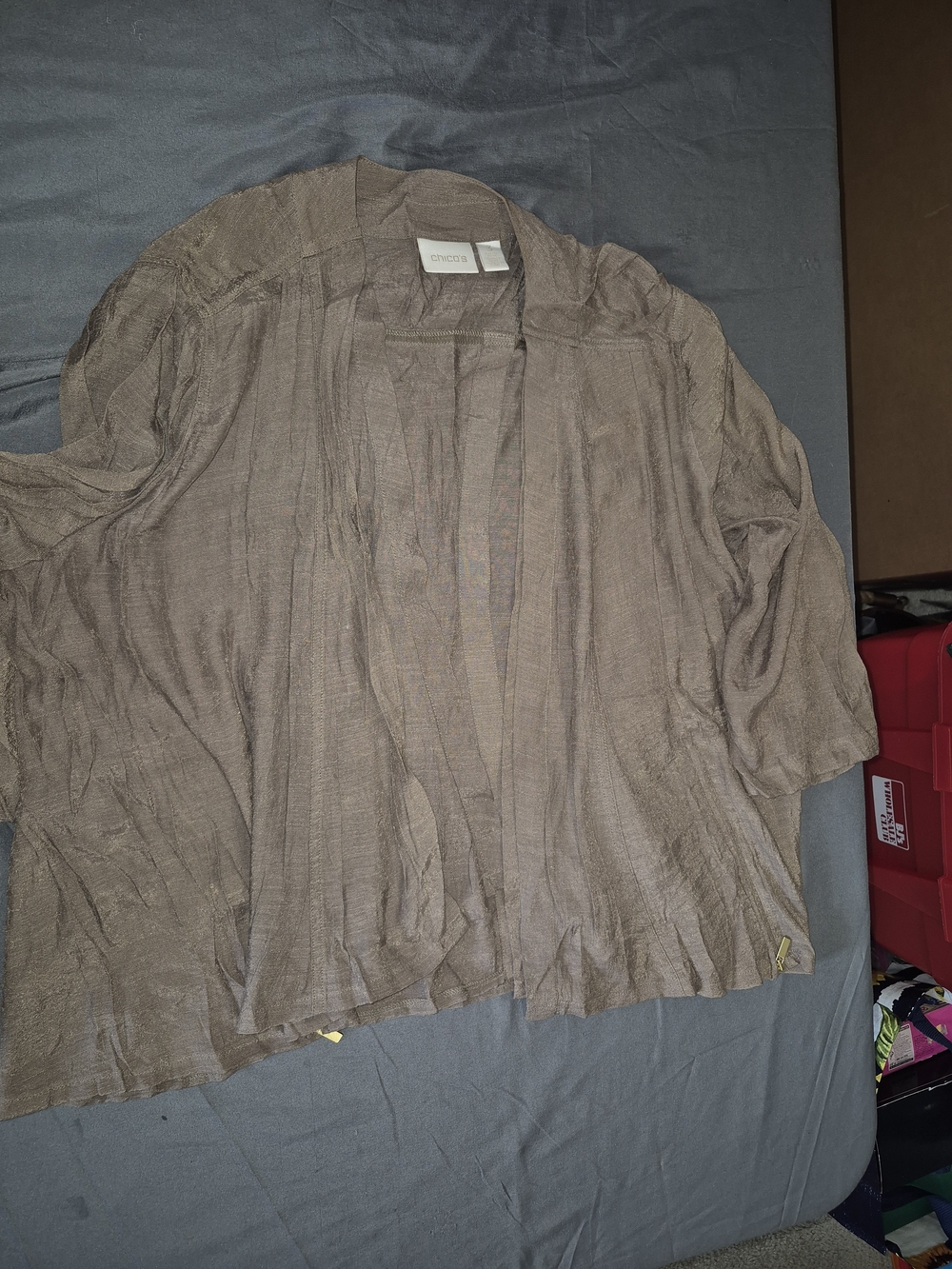 EILEEN FISHER Taupe Lightweight Open-Front Jacket